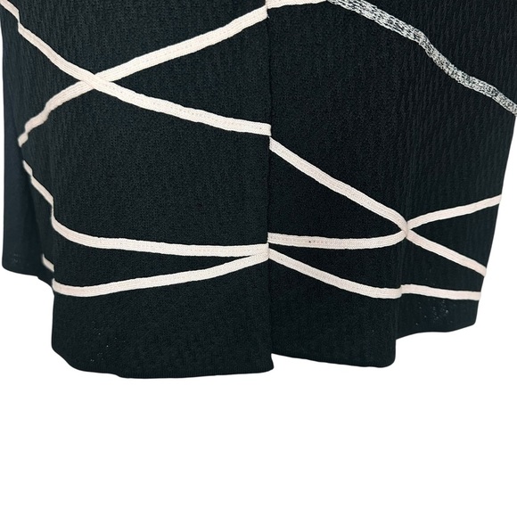 Ming Wang Womens L Black Knit Blazer Career Jacket Single Button Abstract Stripe - Picture 5 of 13